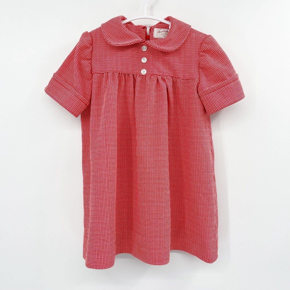 Handmade Vintage‎ 50s 60s Peter Pan Collar Dress Red Size 2T Short Sleeve Zip